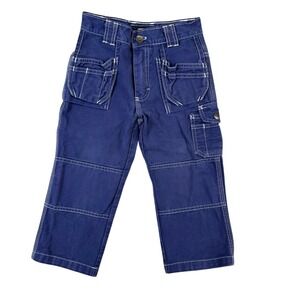 Blaklader Workwear Navy Blue Cotton Cargo Pants White Stitch Utility Kids 4